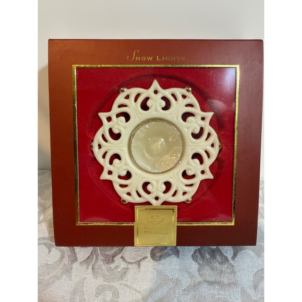 Lenox Snow Lights Ivory Fine China Tealight Candle Holder Snowflake Holiday New